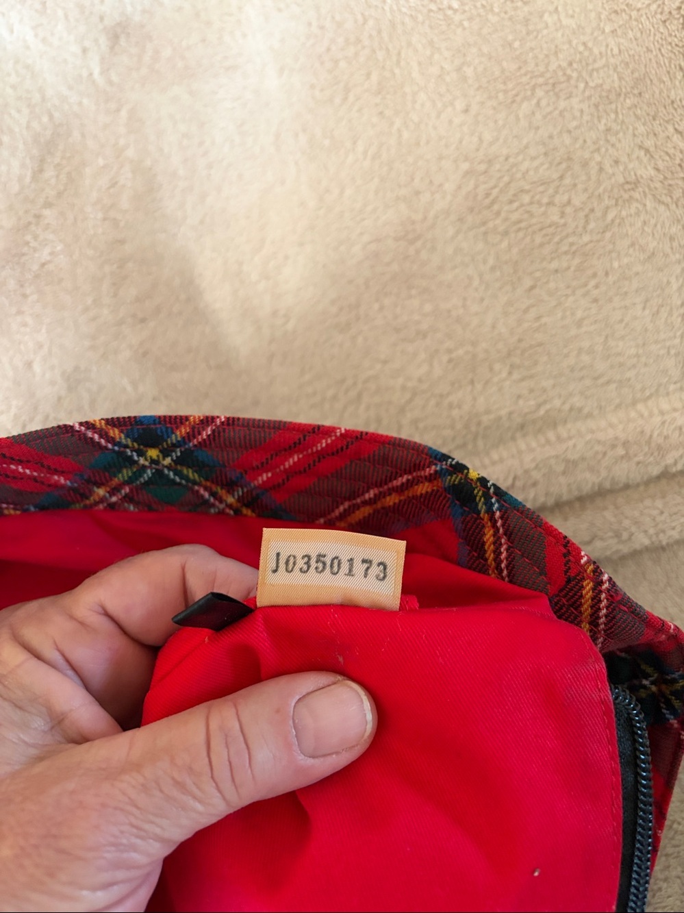 Dooney & Bourke Red Tartan Tote with Black Leather Handles - Picture 5 of 5
